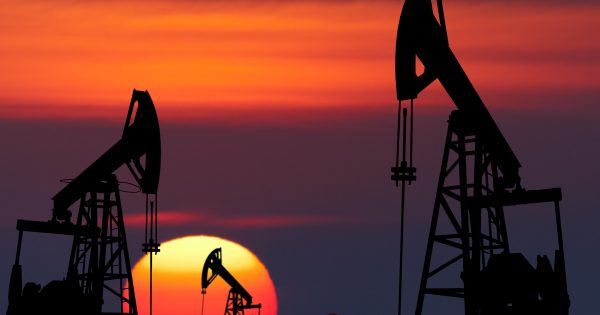 Oil,Pumps,Silhouette,At,Colorful,Sunset